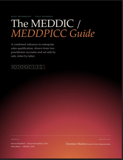 Cover of The MEDDIC / MEDDPICC Guide by Dominic Madera